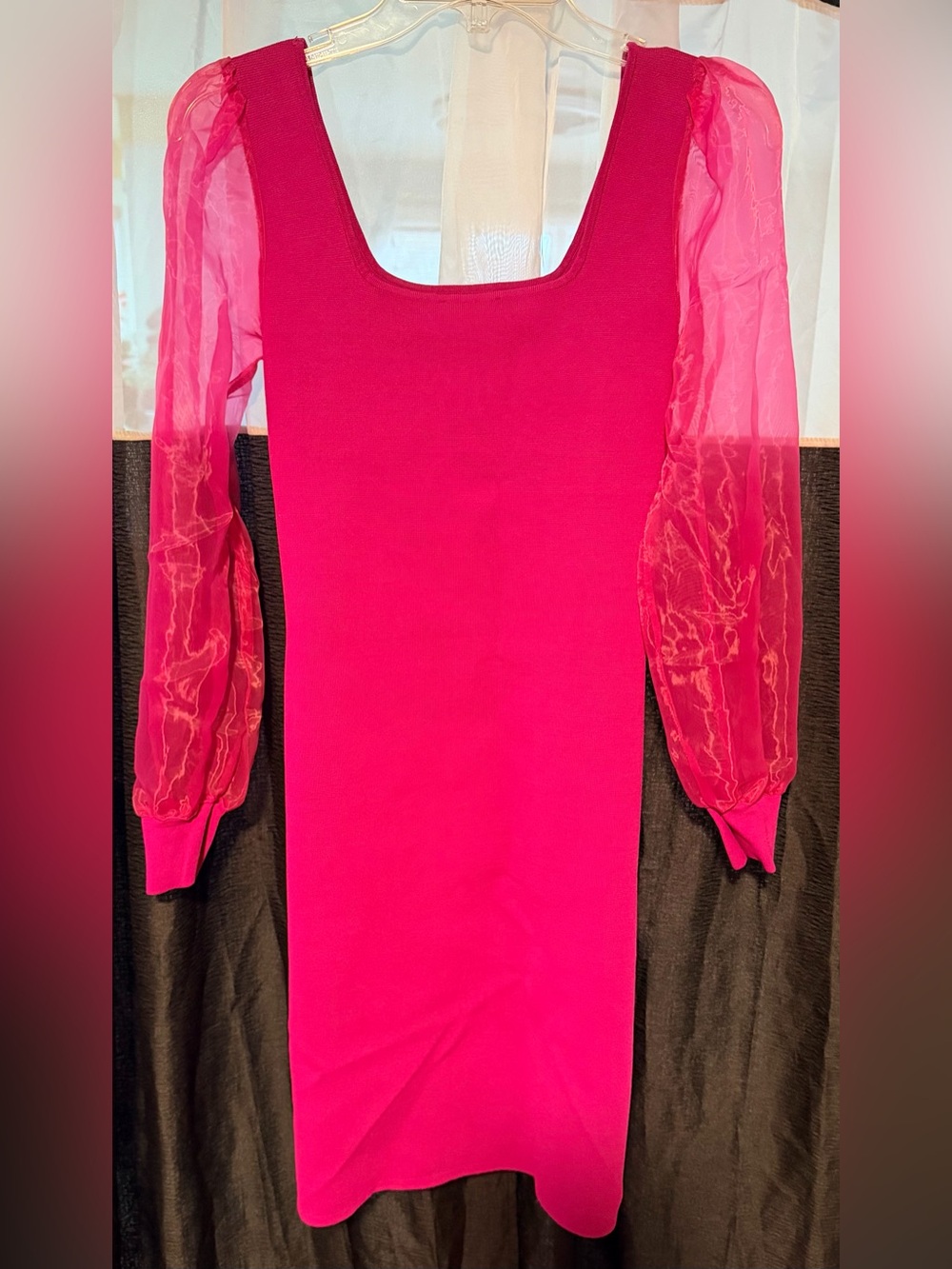 Preloved House of Harlow 1960 Hot Pink Ribbed Mini Dress